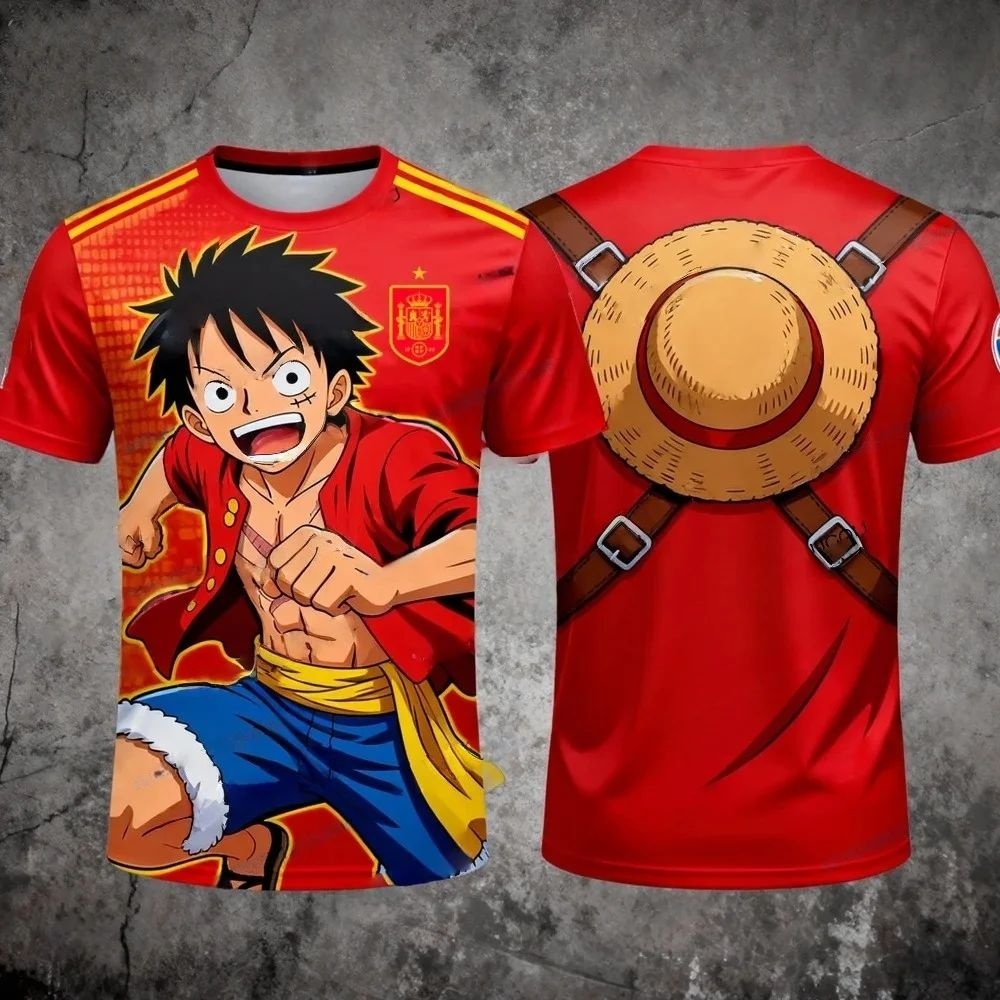 Street Fashion In Spain - One Piece Unisex Spanje Luffy Voetbalshirt,