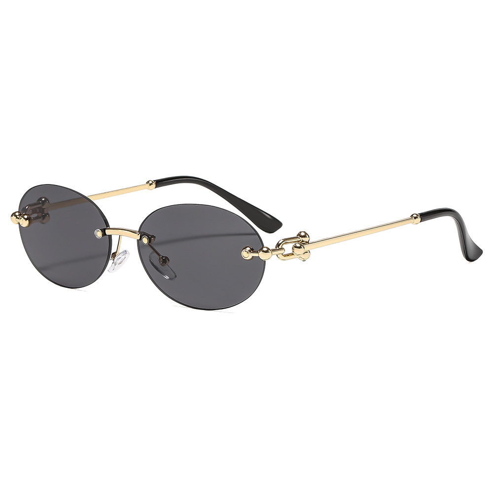 Street Fashion Brands - Nieuwe metalen frameloze ovale dameszonnebril Luxe
