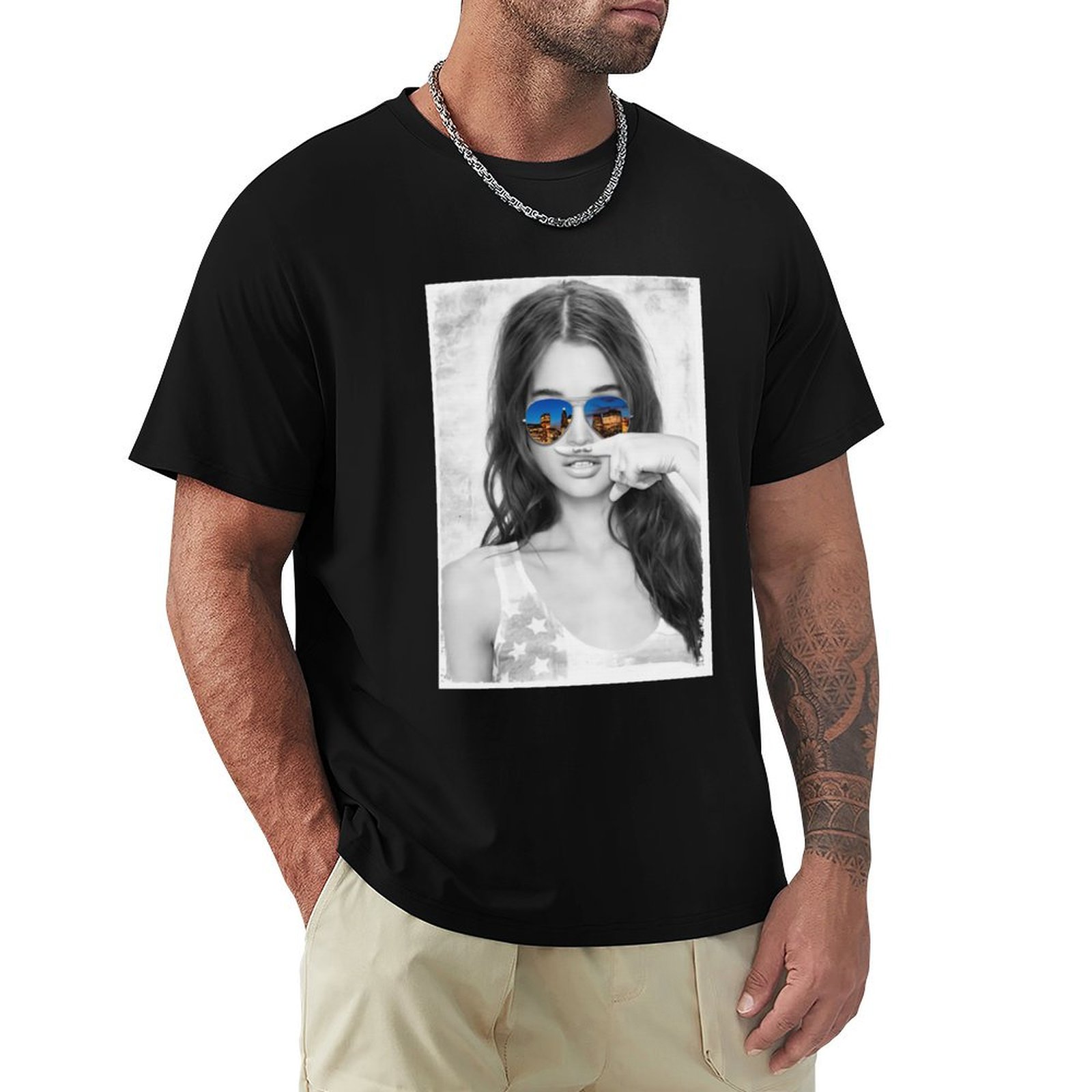 Street Fashion Co - Origineel Mustache Girl Graphic Heren S