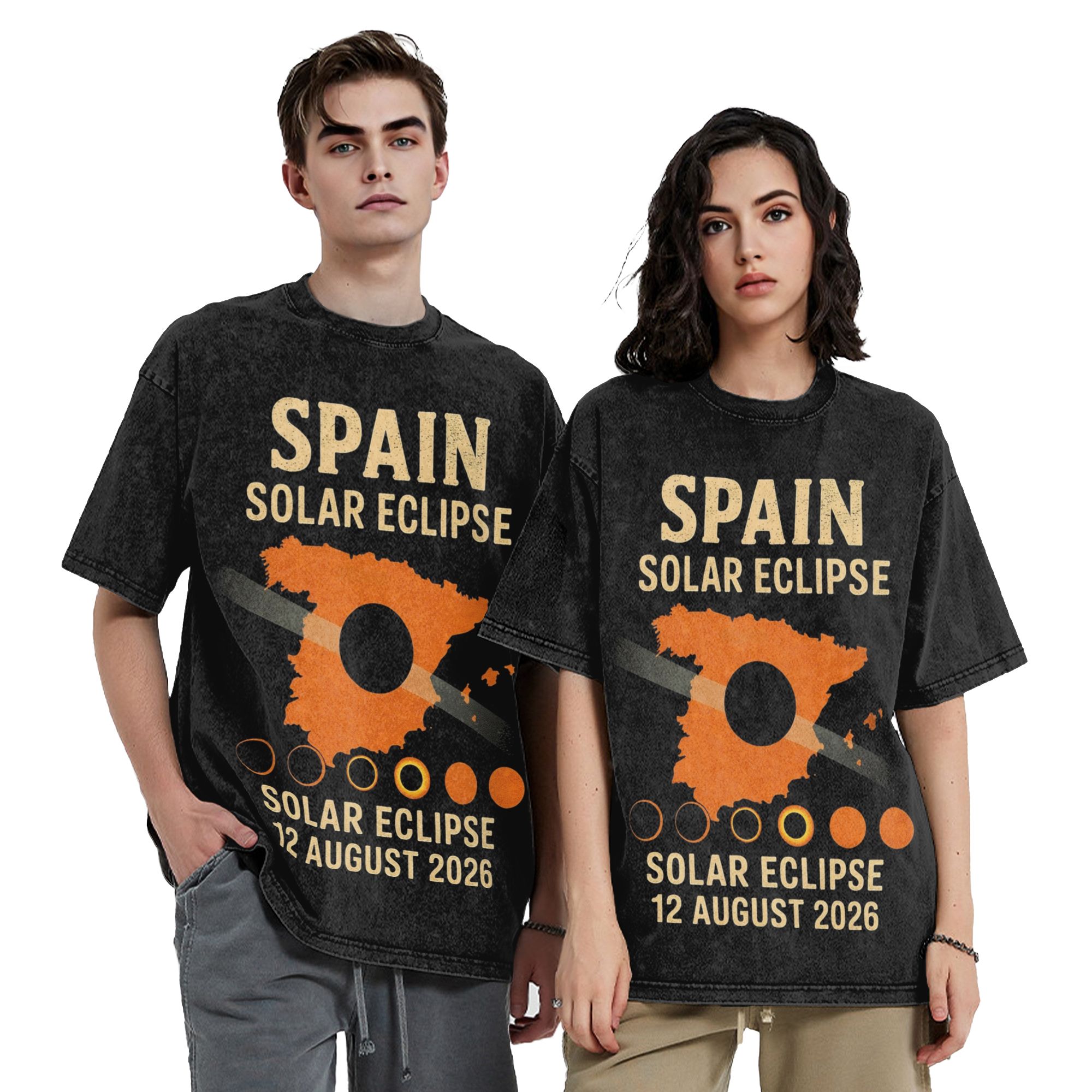 Street Fashion In Spain - Spanje Totale Zonsverduistering 2026 Gewassen T-shirt