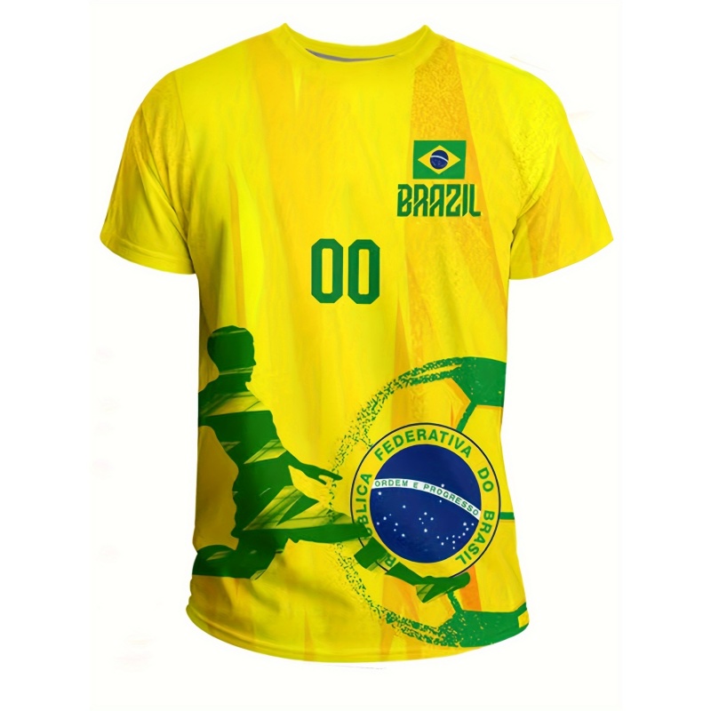 Street Fashion Brazil - 3D-geprint Brazilië sport-T-shirt voor mannen Aangepast