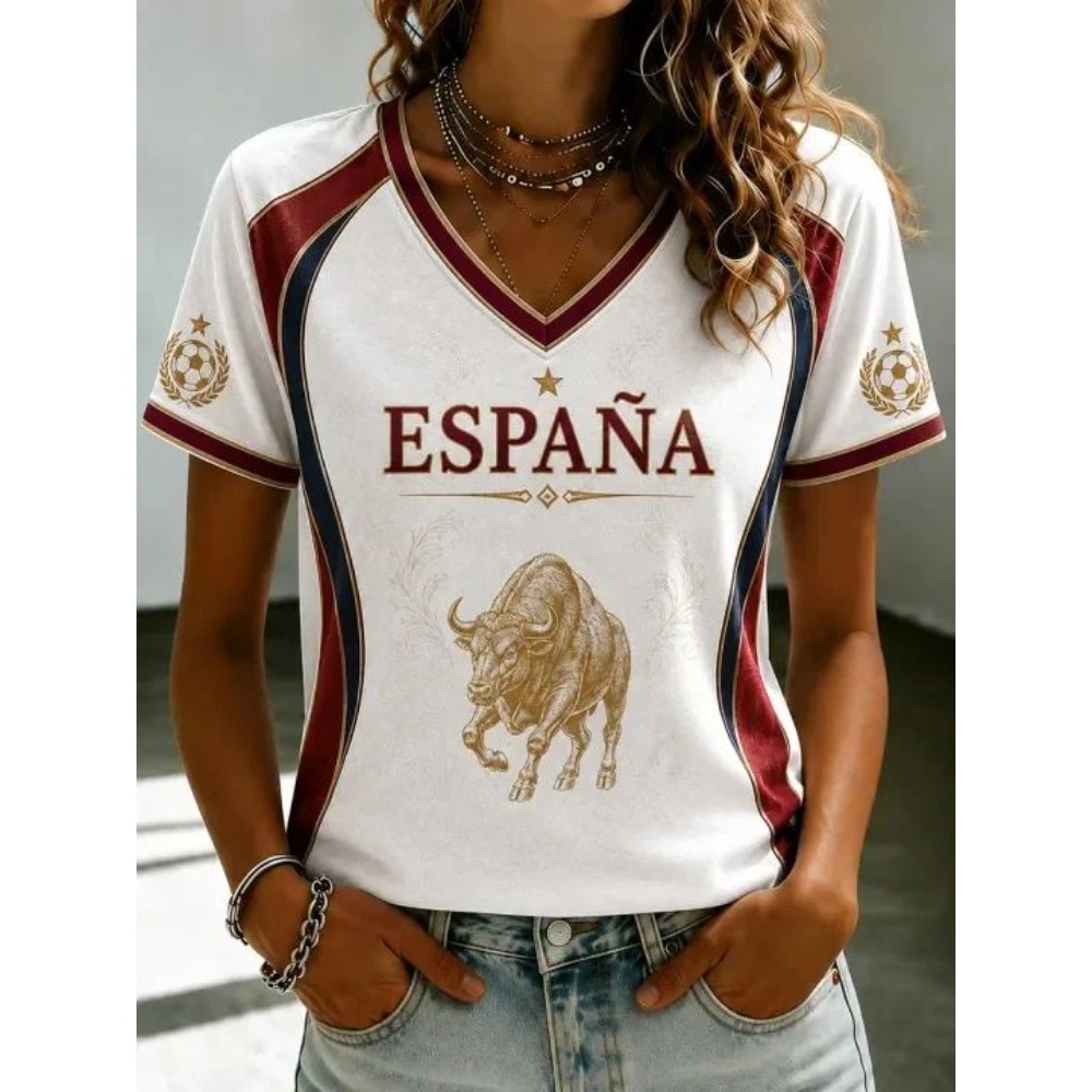 Street Fashion In Spain - 2026 Zomer Spanje Voetbalfan T-shirt met