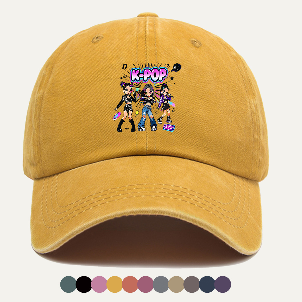 Street Fashion Co - 1pc K-POP Trendy Group bedrukte baseballpet,