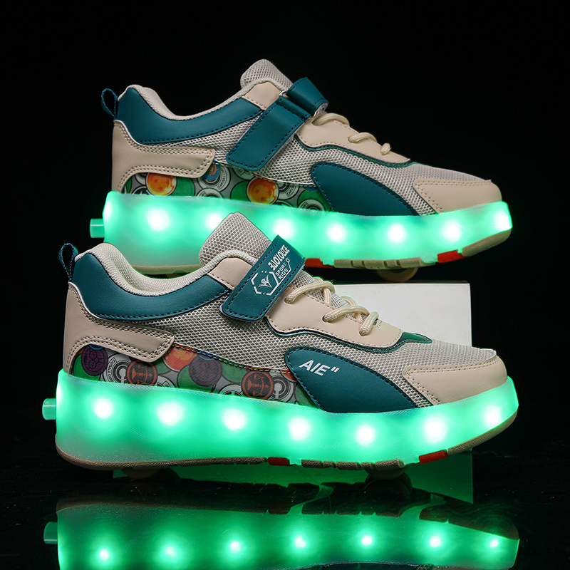 Street Fashion Shoes - Jeugdrollerskates met 4 wielen, intrekbare LED-lampjes,