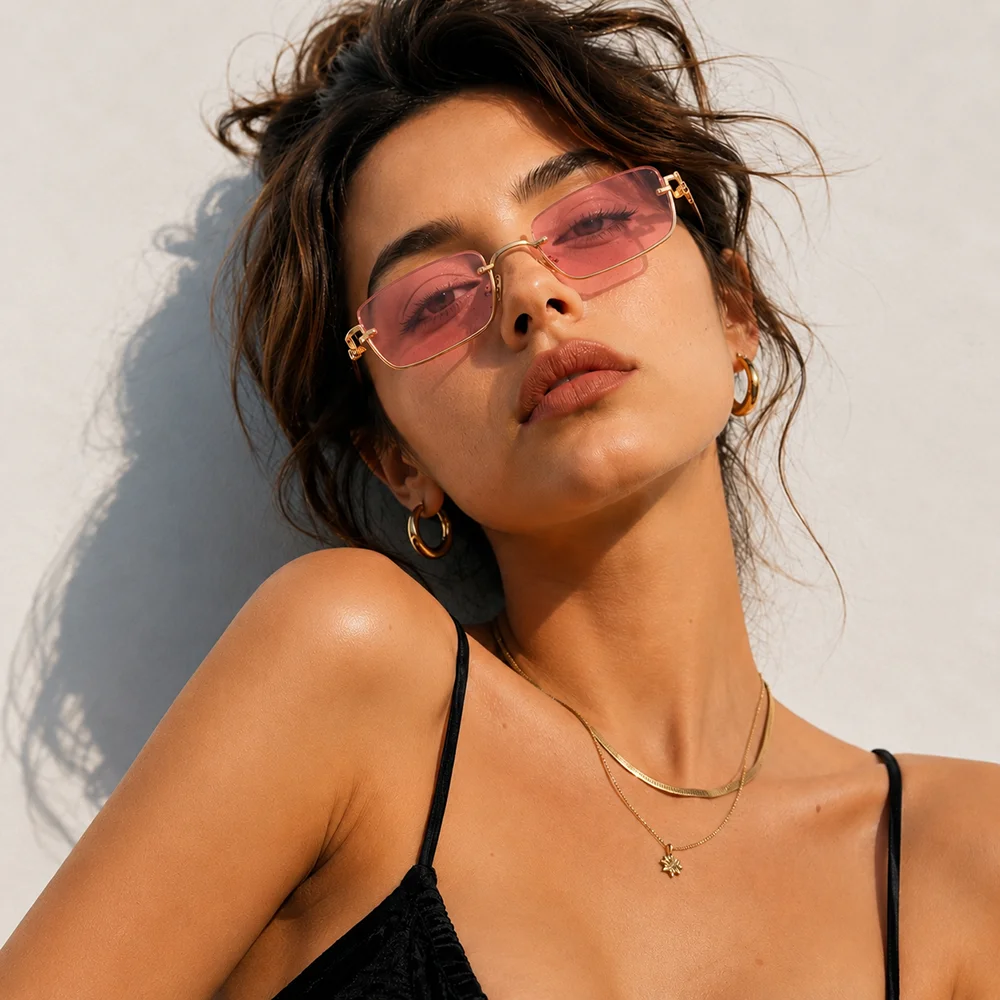 Luxe retro rechthoekige zonneb - Street Fashion Brands recensie en prijs